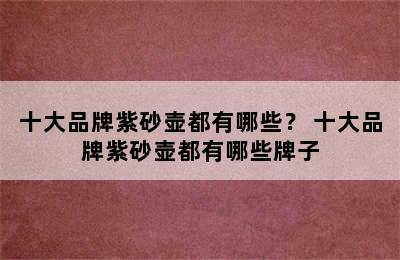 十大品牌紫砂壶都有哪些？ 十大品牌紫砂壶都有哪些牌子